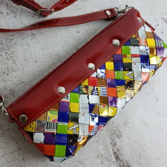 Nahui Ollin Y2K Unique Crossbody Bag Candy Wrapper Mini Purse Patent Leather - Picture 10 of 10